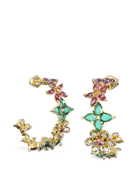 GUESS USA Secret Garden crystal-flower hoop earrings Gold JUBE06031JW