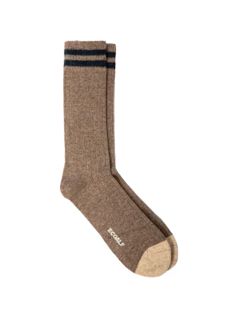 Ecoalf striped-trim ribbed socks Brown MCUACSXMOUN00697361