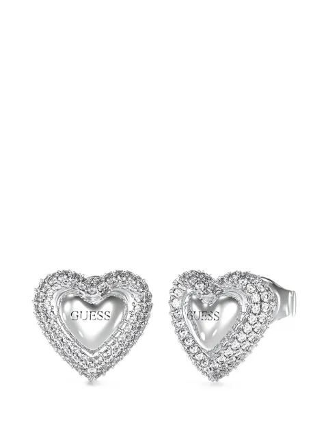 GUESS USA Beloved heart-shaped stud earrings Silver JUBE05020JW