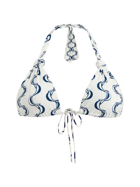 FARM Rio Longline dolphin-print bikini top White 260112