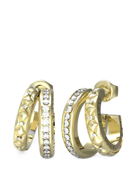 GUESS USA matelassé pavé-set double-hoop earrings Gold JUBE04587JW