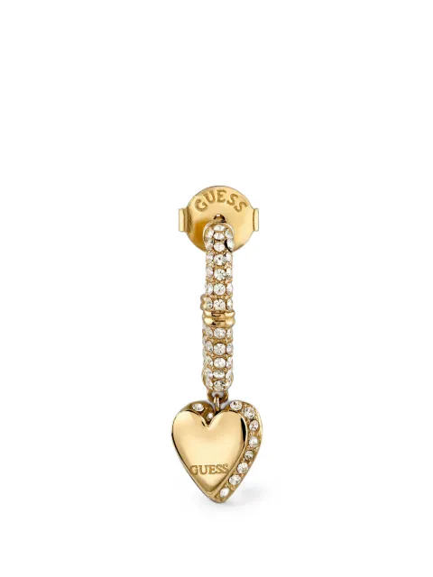 GUESS USA By Your Side pavé heart-pendant hoop earrings Gold JUBE06075JW