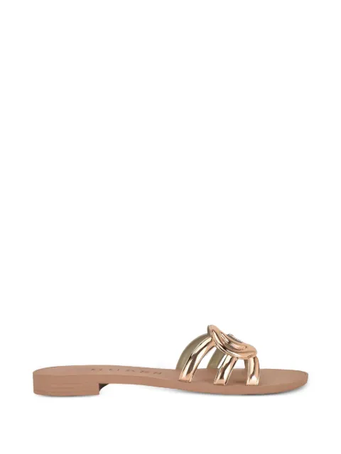 GUESS USA Elyho Jellie logo-plaque cage-strap sandals Gold GWELYHO
