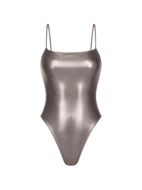 Gottex metallic-effect square-neck swimsuit Grey F1125F219020