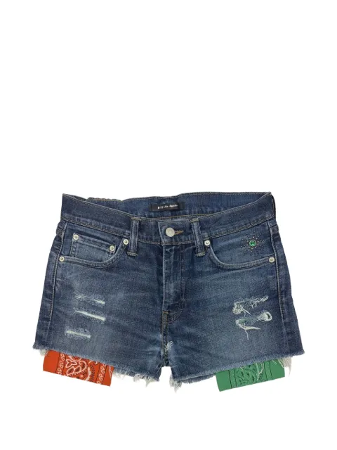 Htc Los Angeles distressed bandana-insert mini shorts Blue 26SHTPA014