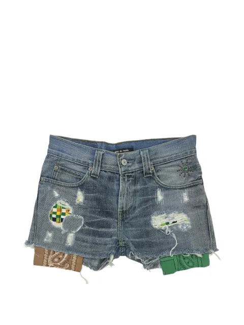 Htc Los Angeles bandana-insert distressed mini shorts Blue 26SHTPA015