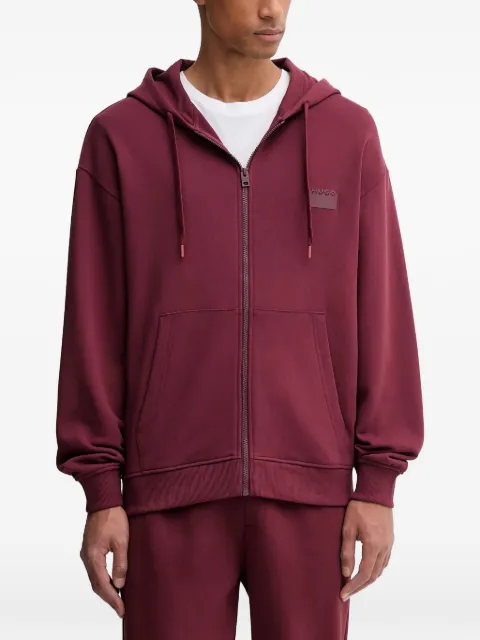 HUGO logo-patch zip-up hoodie Red 50546874