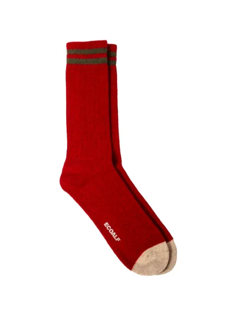 Ecoalf logo-print striped socks Red MCUACSXMOUN00697654