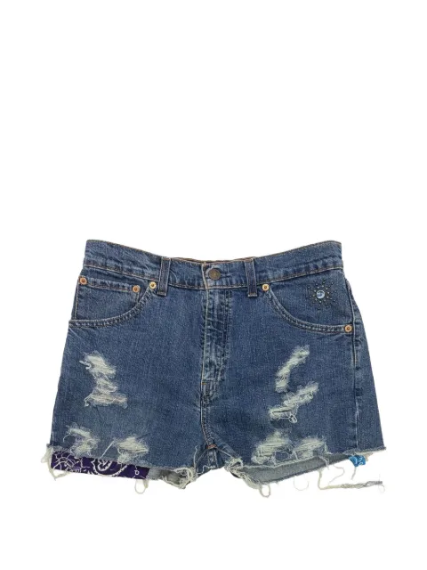Htc Los Angeles distressed bandana-insert denim shorts Blue 26SHTPA016