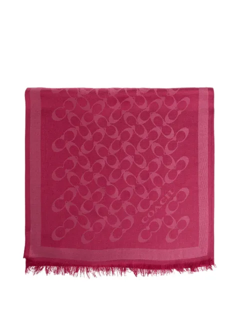 Coach monogram frayed scarf Pink 29CO1005620
