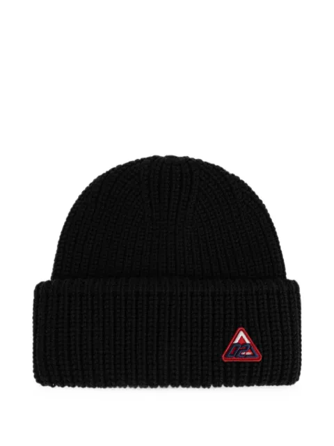 DSQUARED2 logo-patch ribbed beanie hat Black KNM022801W00001