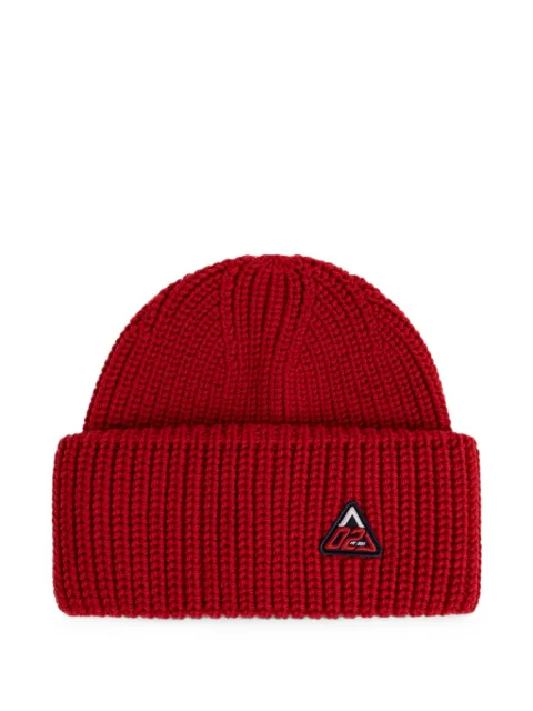 DSQUARED2 logo-patch ribbed-knit beanie hat Red KNM022801W00001