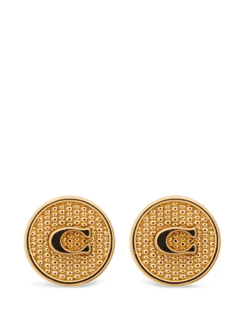 Coach logo-plaque stud earrings Gold 37581278GLD