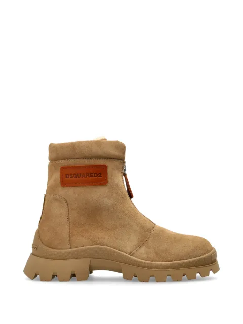 DSQUARED2 logo-patch suede boots Neutrals ABM018123809228