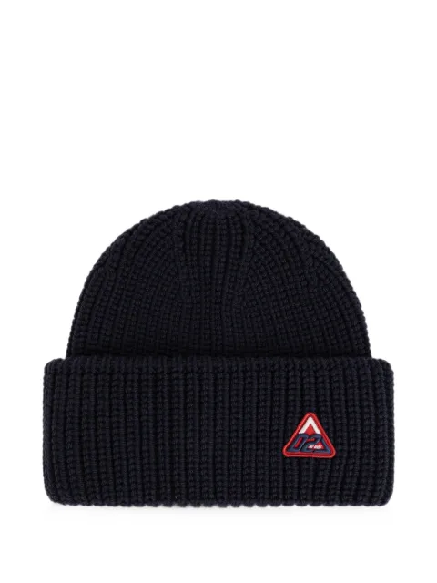 DSQUARED2 logo-patch ribbed-knit beanie hat Blue KNM022801W00001