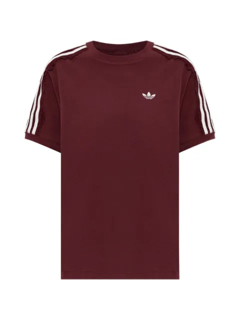 adidas lace-trim side-stripe T-shirt Red LG4265