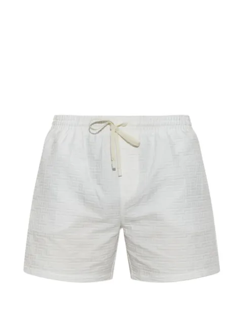 Balmain monogram-pattern drawstring swim shorts White BWB6415000