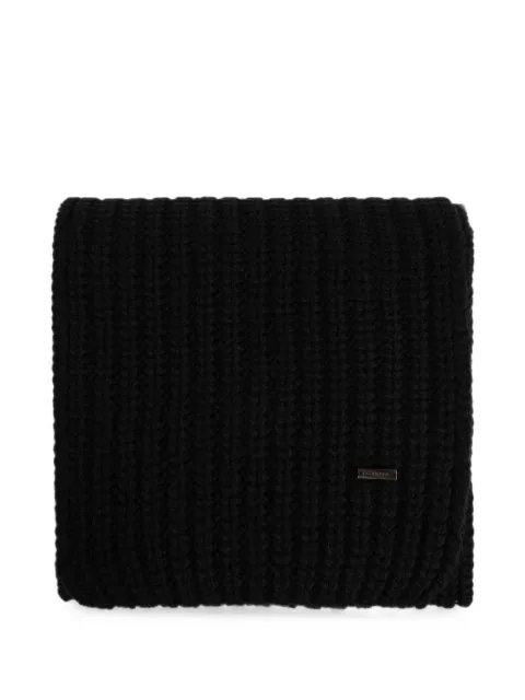 DSQUARED2 ribbed-knit logo-plaque scarf Black KNM022701W00001