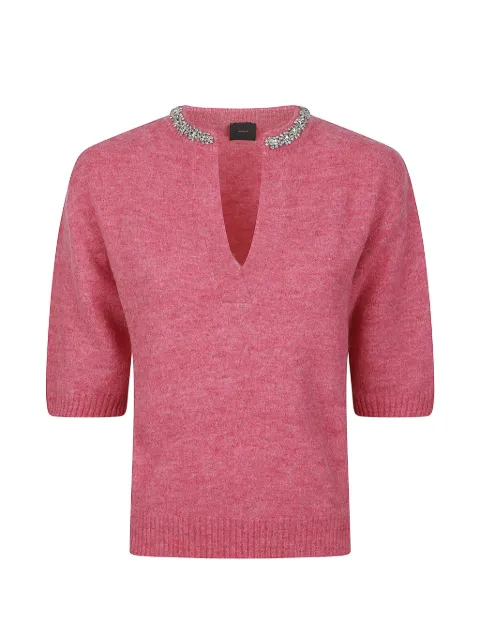 PINKO crystal-embellished short-sleeve sweater Pink 107272A3GH