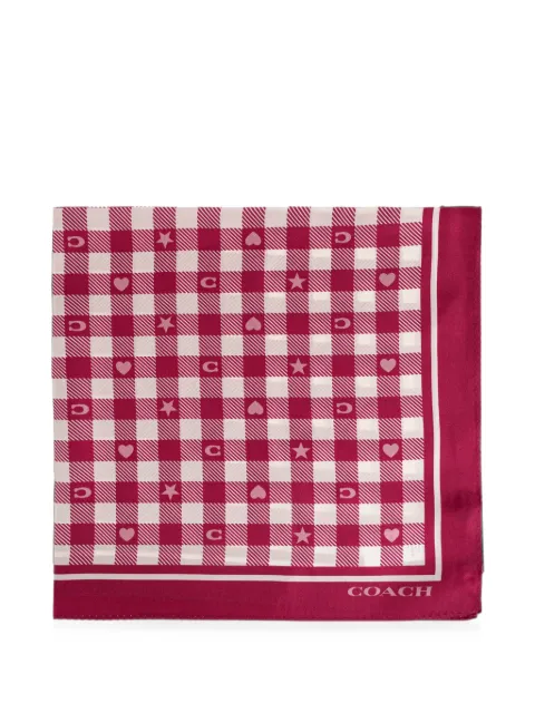 Coach check-print silk scarf Pink 29COWC5788330