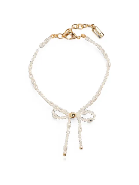 Coach bow-detail faux-pearl bracelet White 37581189GLD