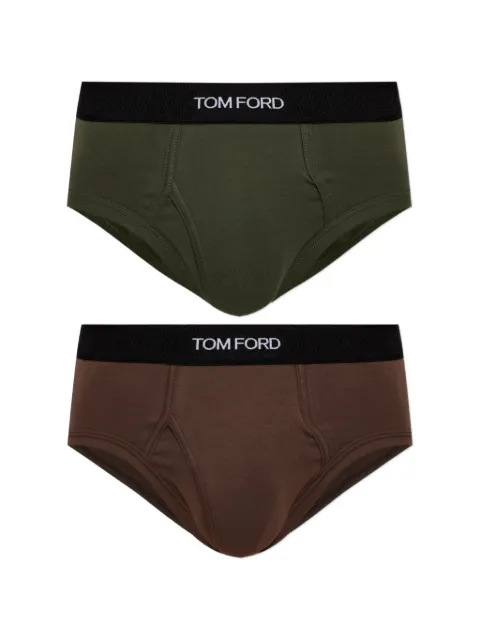 TOM FORD logo-waistband briefs (set of two) Green T4XC110400