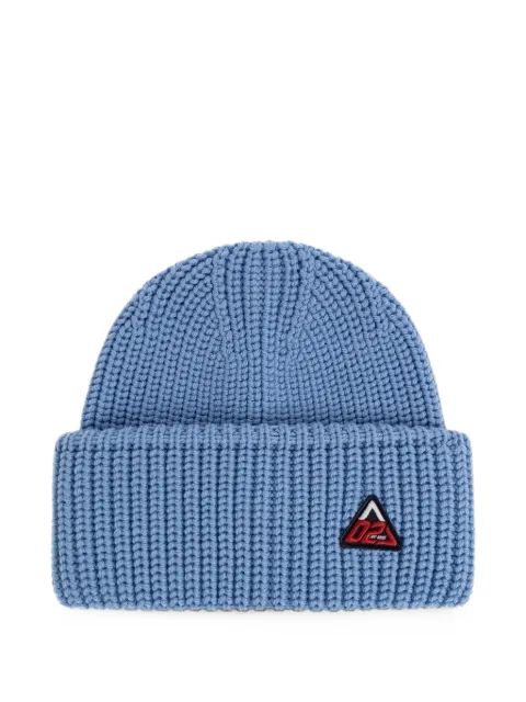 DSQUARED2 logo-patch ribbed-knit beanie hat Blue KNM022801W00001