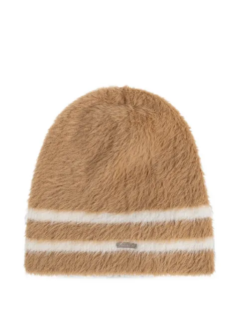 DSQUARED2 logo-plaque striped beanie hat Neutrals KNM023000P09272