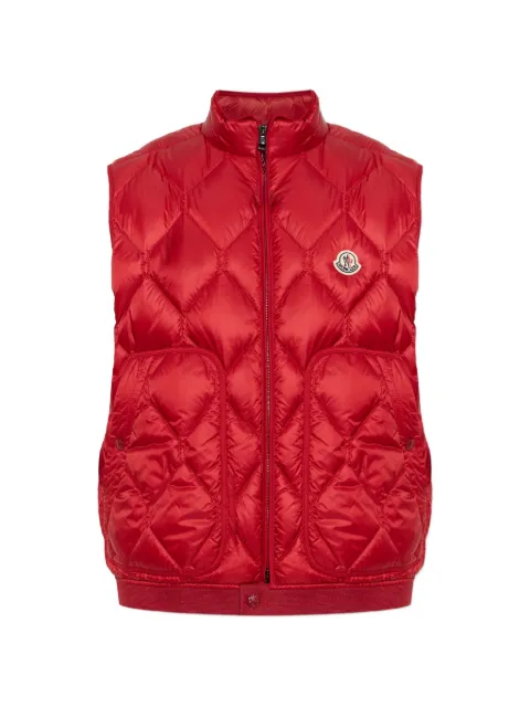 Moncler quilted logo-patch puffer vest Red L20911A00133597XQ