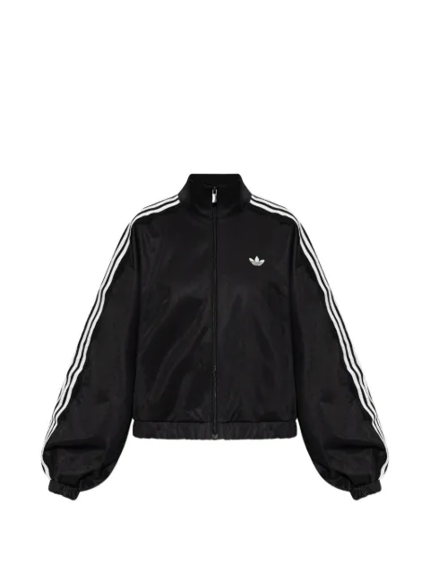 adidas logo-embroidered lace-trim zip-up sweatshirt Black LG4279
