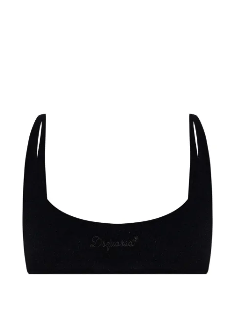 DSQUARED2 logo-embroidered scoop-neck bikini top Black GRAD6BYD54300