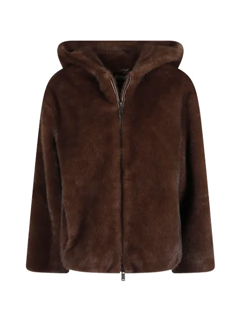 P.A.R.O.S.H. faux-fur hooded jacket Brown D431903PULSE26
