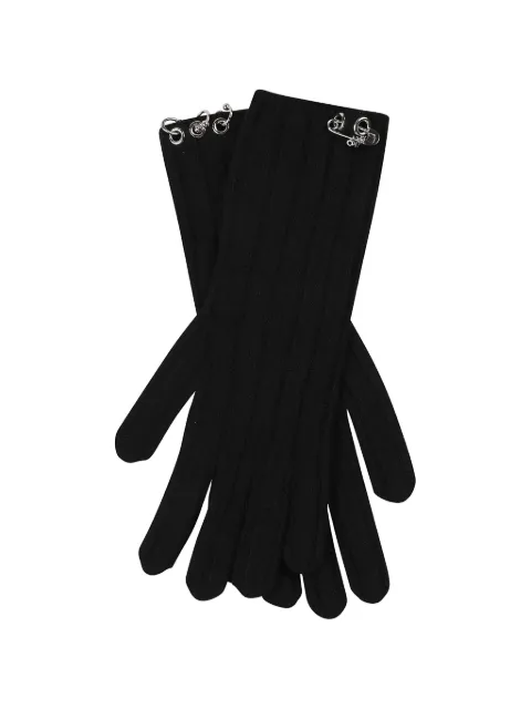 PINKO ribbed-knit safety-pin gloves Black 107362A3EW