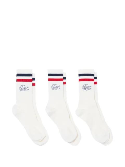 Lacoste logo-embroidered striped socks (set of three) White RA9191