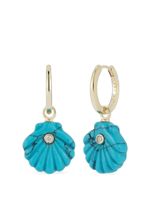 Mateo Venus Shell turquoise and diamond earrings Gold CARVEDTURQUOISEVENUSSHELLDROPEARRINGS