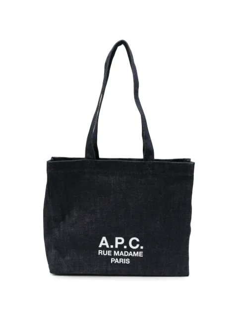 A.P.C. logo-print denim tote bag Blue COHIZM67101