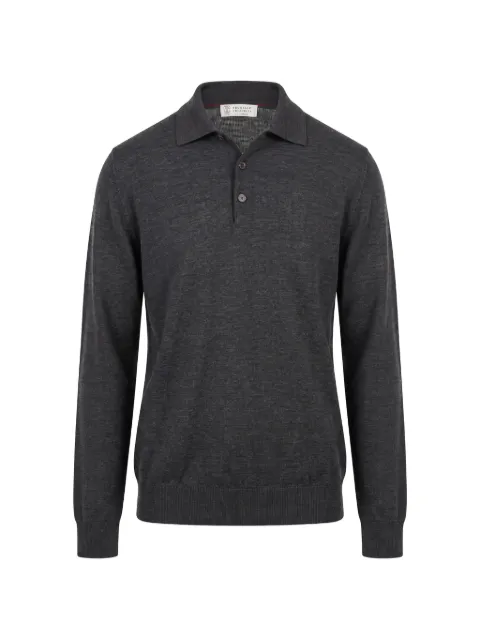 Brunello Cucinelli fine-knit polo-collar sweater Grey M2400295