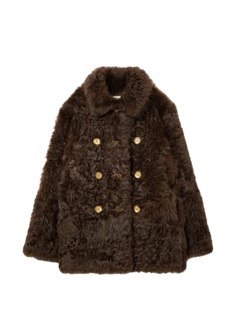 Ports 1961 double-breasted shearling-texture coat Brown PW326CFU02YZS013