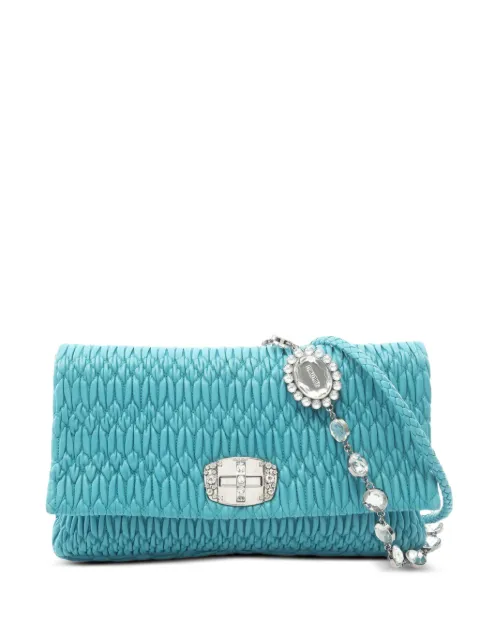 Miu Miu Pre-Owned 2010-2026 Matelasse Nappa Crystal Chain satchel Blue 9D410QE98ZU18I9Z