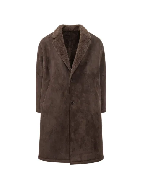 VALENTINI 1972 shearling-collar single-breasted coat Brown M5101