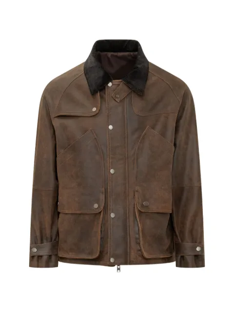 D-FOUR corduroy-collar patch-pocket coat Brown DF924NTV
