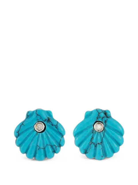 Mateo Venus Shell turquoise and diamond earrings Gold CARVEDTURQUOISEVENUSSHELLSTUDS