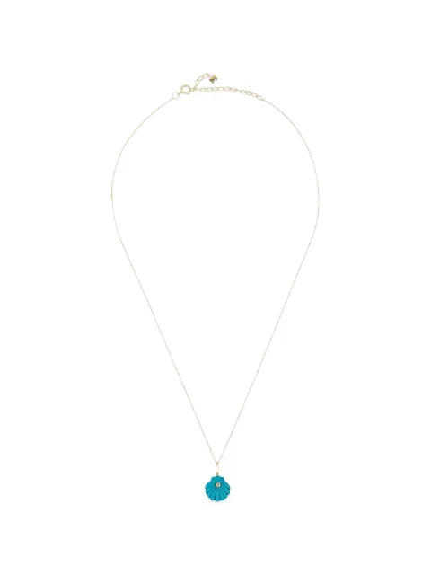 Mateo Venus Shell turquoise and diamond necklace Gold CARVEDTURQUOISEVENUSSHELLNECKLACE