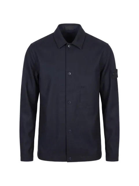 Stone Island logo-patch button-up shirt Blue L2S151200020S0F24