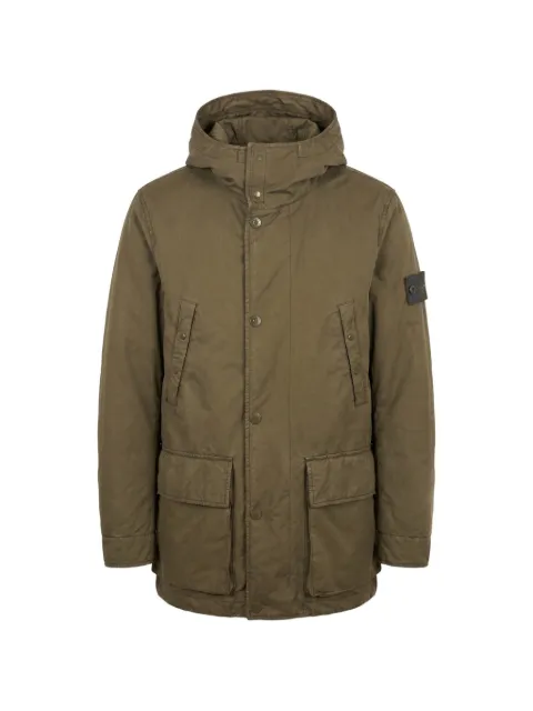 Stone Island logo-patch hooded coat Green L2S154100062S0F27