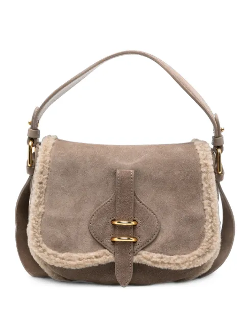 Coccinelle shearling-trim suede shoulder bag Grey E1V7J180201
