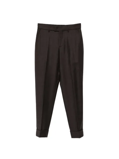 Berwich Alice Long pleated-detail turn-up trousers Brown ZG1202X