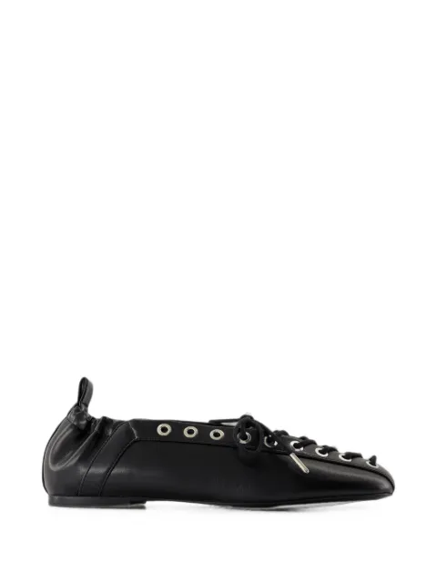 GANNI eyelet-embellished lace-up ballet flats Black S2914