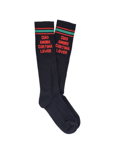 Giada Benincasa slogan-intarsia stripe-detail socks Blue FK2902