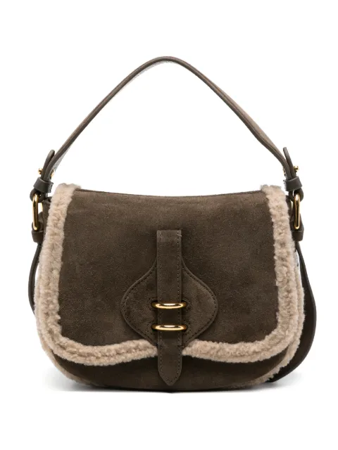 Coccinelle shearling-trim suede shoulder bag Brown E1V7J180201